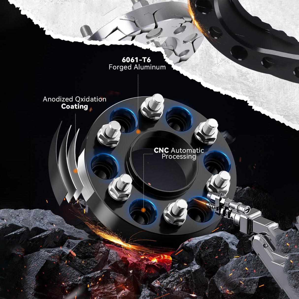 Richeer 6*5.5-6*5.5 Wheel Spacers with 14x1.5 Studs & 95.2mm Center Bore