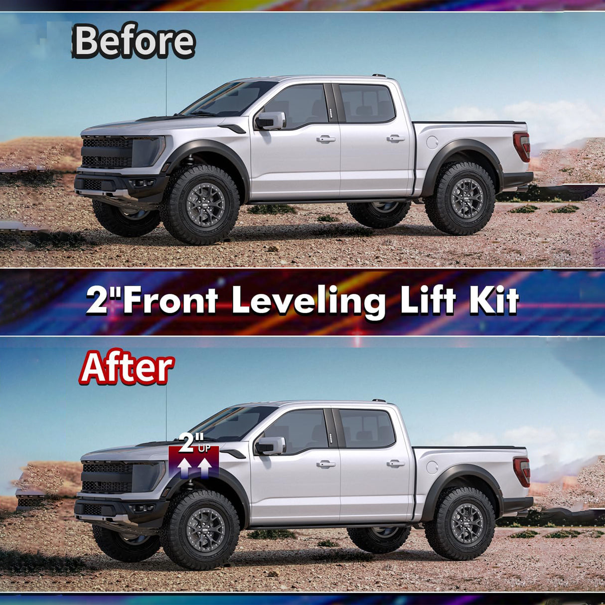 Richeer  2 inch Front Leveling Lift Kit for 2004-2026 Ford F150 2WD 4WD（2PCS）