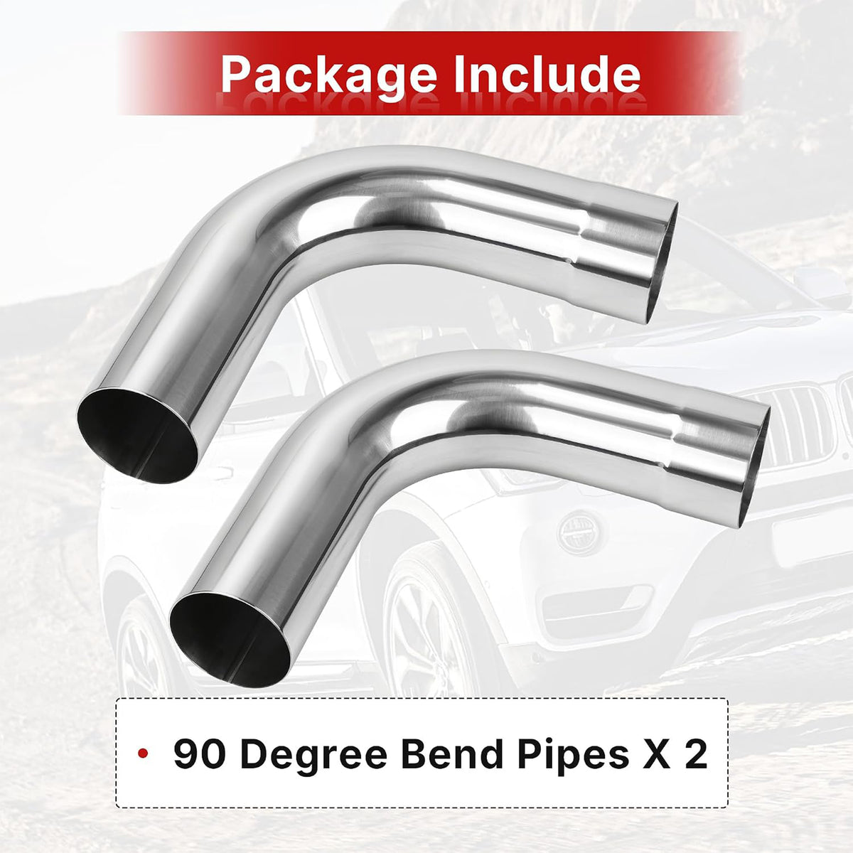 Richeer 3 Inch O.D. Stainless Steel Exhaust Pipe 90 Degree Elbow (2PCS)