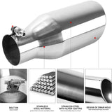 Richeer 3” Inlet Exhaust Tip, 5” Outlet 12” Length Stainless Steel Polished