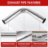 Richeer 2.5 Inch O.D. Stainless Steel Exhaust Pipe 90 Degree Elbow (2PCS)