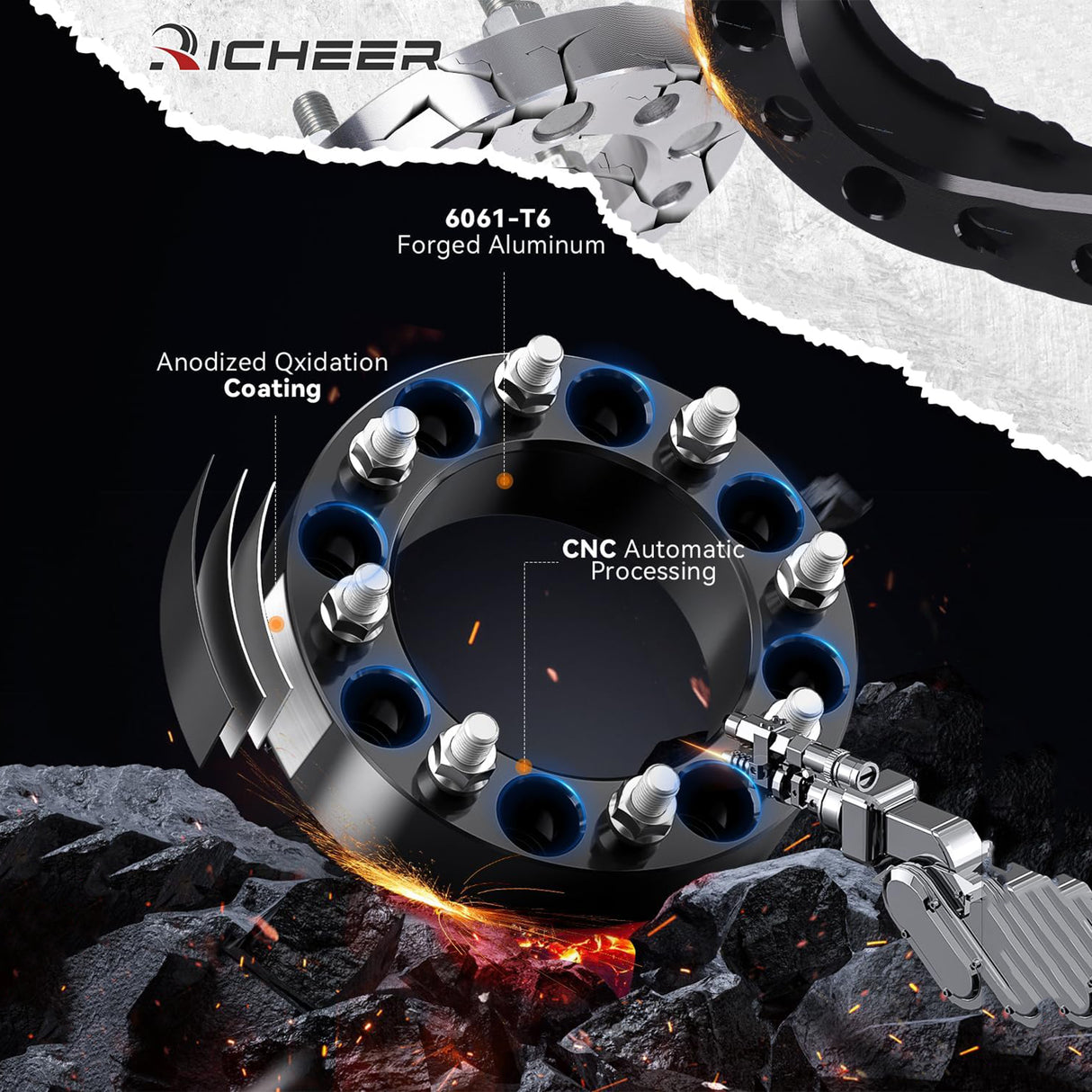 Richeer 2'' 8x180 to 8x6.5 Wheel Adapters for Silverado Sierra 2500 3500 HD（2PCS）