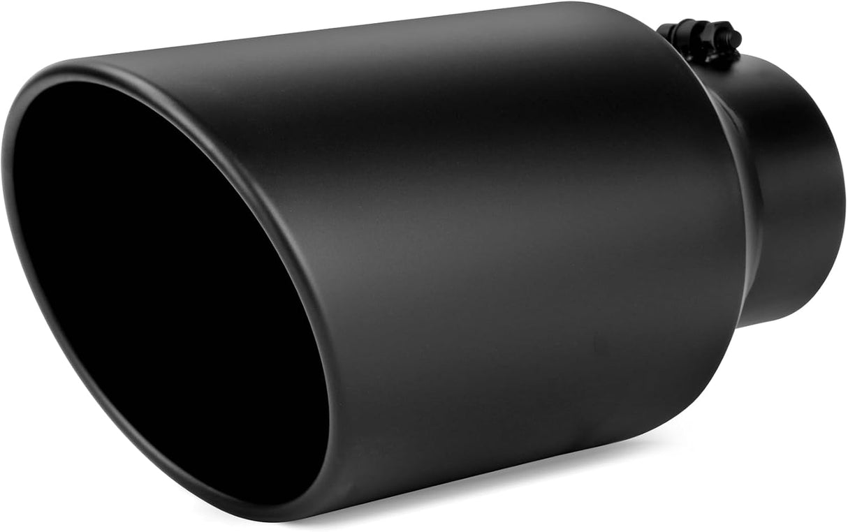 Richeer 5" Inlet Exhaust Tip 8" Outlet 15" Length Polished Stainless Steel Bolt-on Design Universal