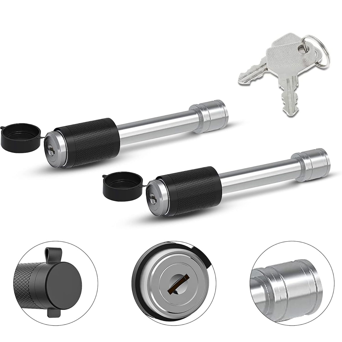 Richeer Adjustable Trailer Hitch Ball Mount, Fits 2-Inch Receiver, 10-Inch Drop/Rise Aluminum Drop Hitch, 12500LBS, 2-Inch and 2-5/16-Inch Balls Equipped with 2 latches with Locks