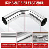 Richeer 3 Inch O.D. Stainless Steel Exhaust Pipe 90 Degree Elbow (2PCS)