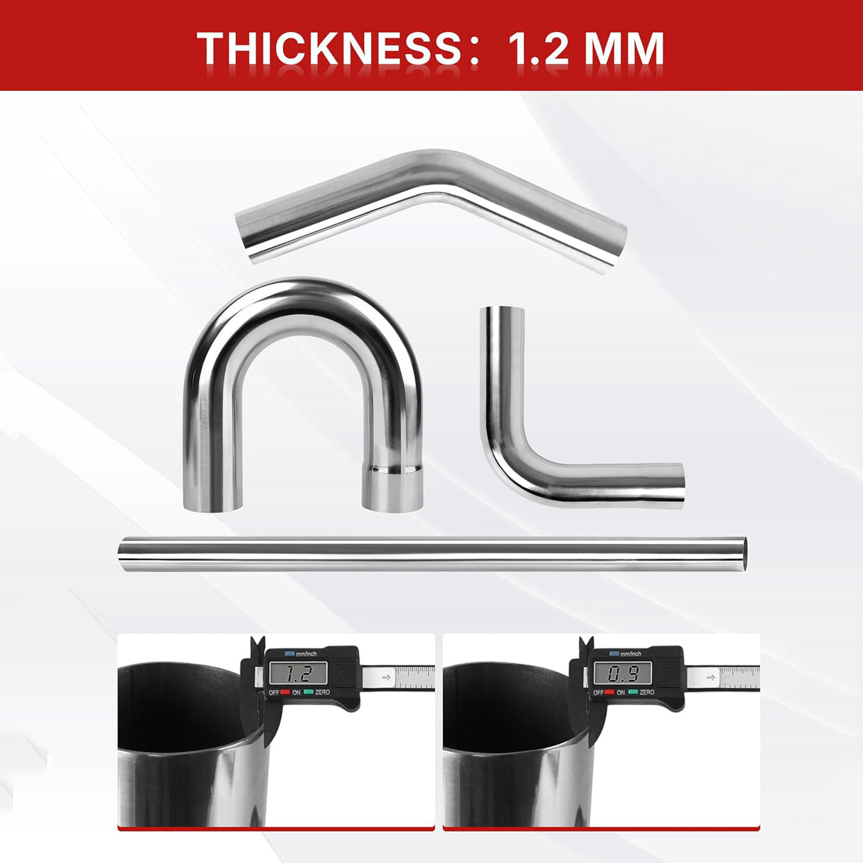 Richeer 3.5 inch O.D. Stainless Steel Exhaust Pipe Kit DIY Custom Tube 4PCS