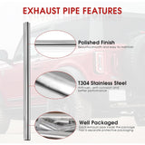Richeer 2 Inch O.D. T304 Stainless Steel Exhaust Pipe Kit DIY Custom Tube