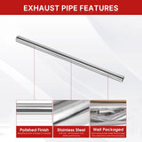 Richeer 2.5 inch O.D. Stainless Steel Exhaust Pipe Kit DIY Custom Tube 4PCS
