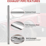 Richeer 3 inch O.D. T304 Stainless Steel Exhaust Pipe Kit DIY Custom Tube