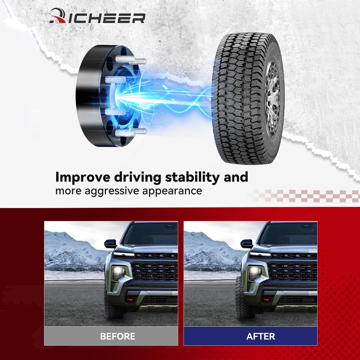 Richeer 2'' 8x180 to 8x6.5 Wheel Adapters for Silverado Sierra 2500 3500 HD（2PCS）