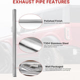 Richeer 2.5 inch O.D. T304 Stainless Steel Exhaust Pipe Kit DIY Custom Tube