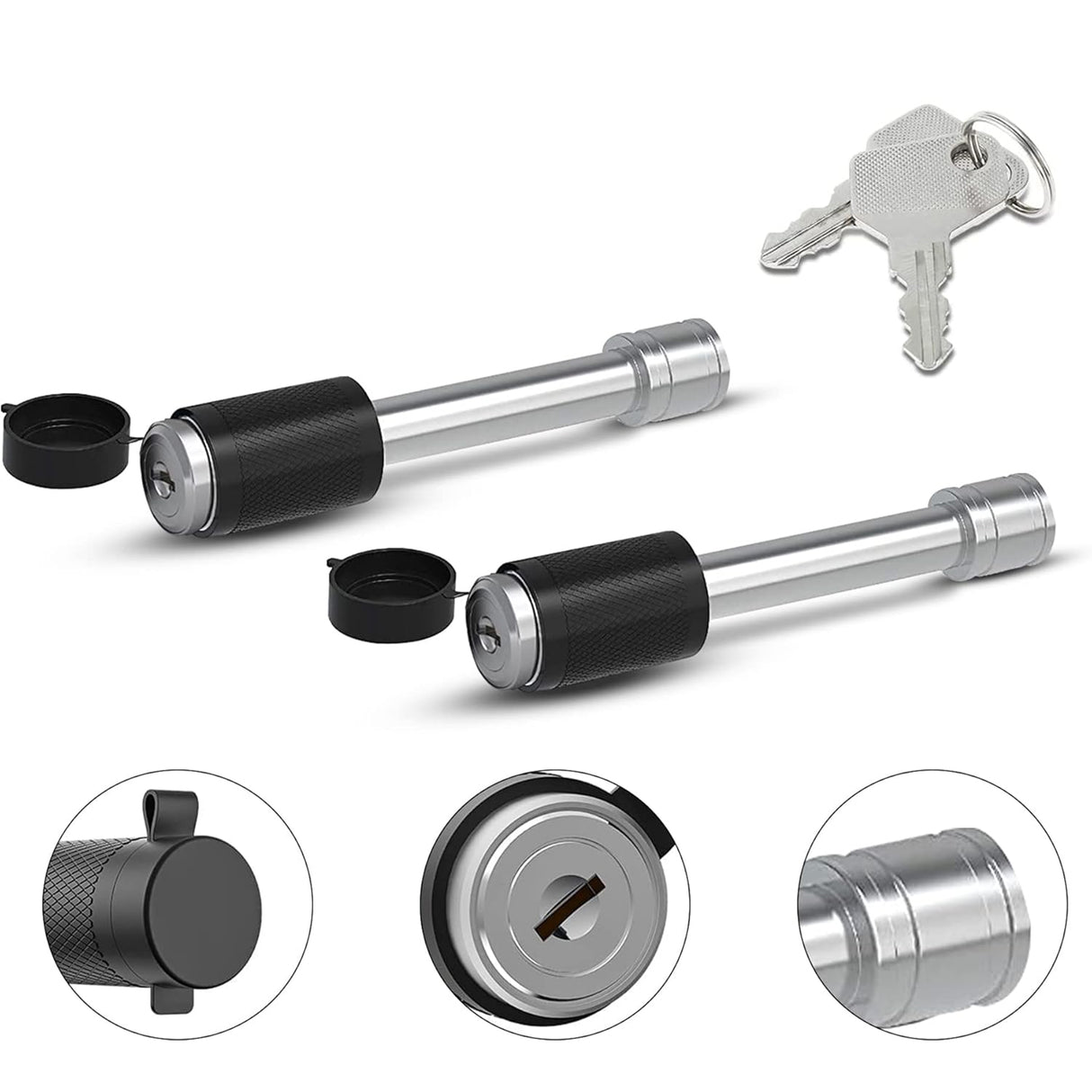Richeer Adjustable Trailer Hitch Ball Mount, Fits 2.5-Inch Receiver, 6-Inch Drop/Rise Aluminum Drop Hitch, 18500LBS, 2-Inch and 2-5/16-Inch Balls Equipped with 2 latches with Locks