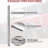 Richeer 3.5 inch O.D. T304 Stainless Steel Exhaust Pipe Kit DIY Custom Tube