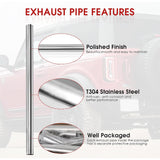 Richeer 2.5 Inch O.D. T304 Stainless Steel Straight Exhaust Pipe,47.3" Long