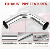 Richeer 3" O.D. T304 Stainless Steel Exhaust Pipe 90 Degree Elbow (2PCS)