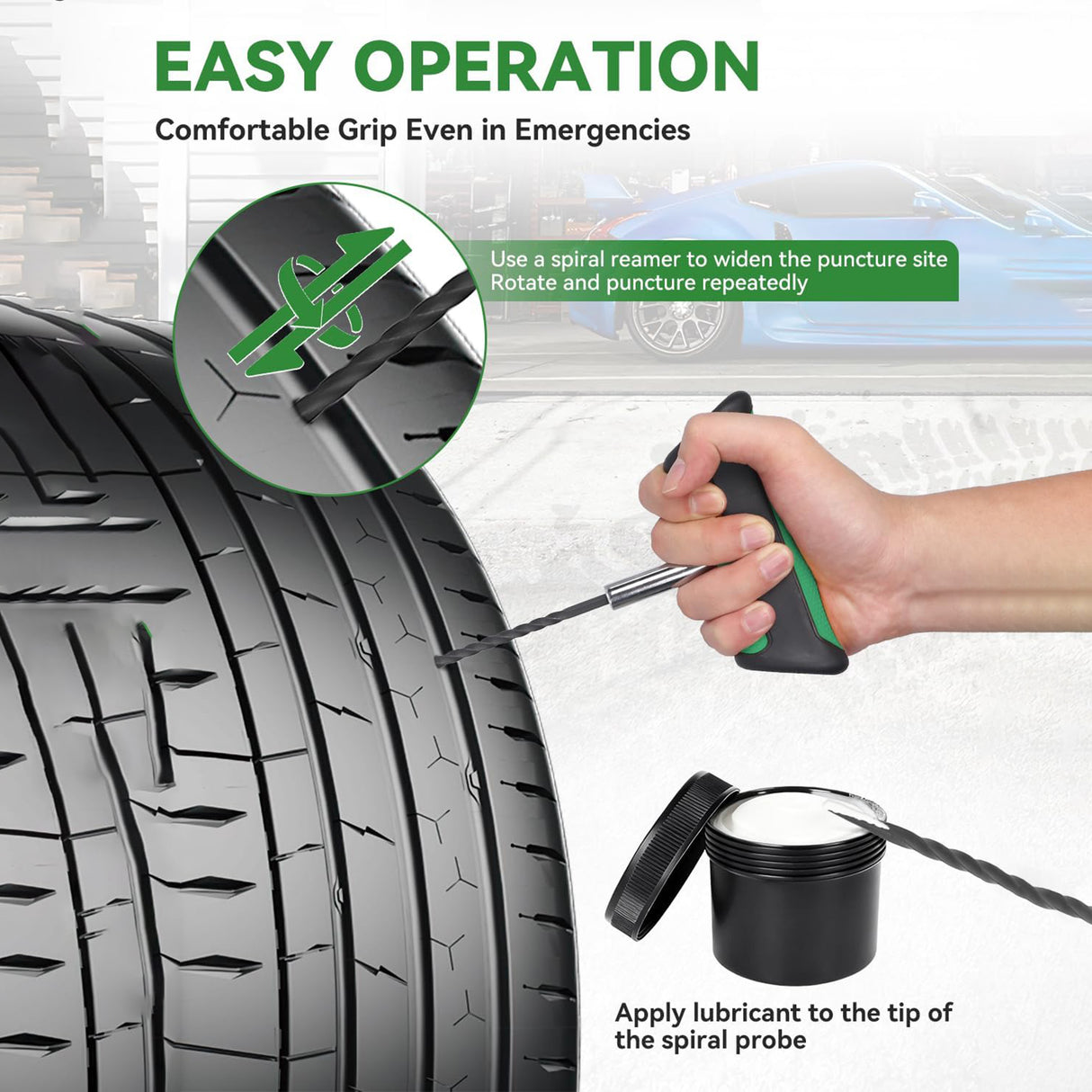 Richeer Portable Full Set Tire Repair Kit-50PCS For Car, Motorcycle, Tractor, ATV, SUV, Truck