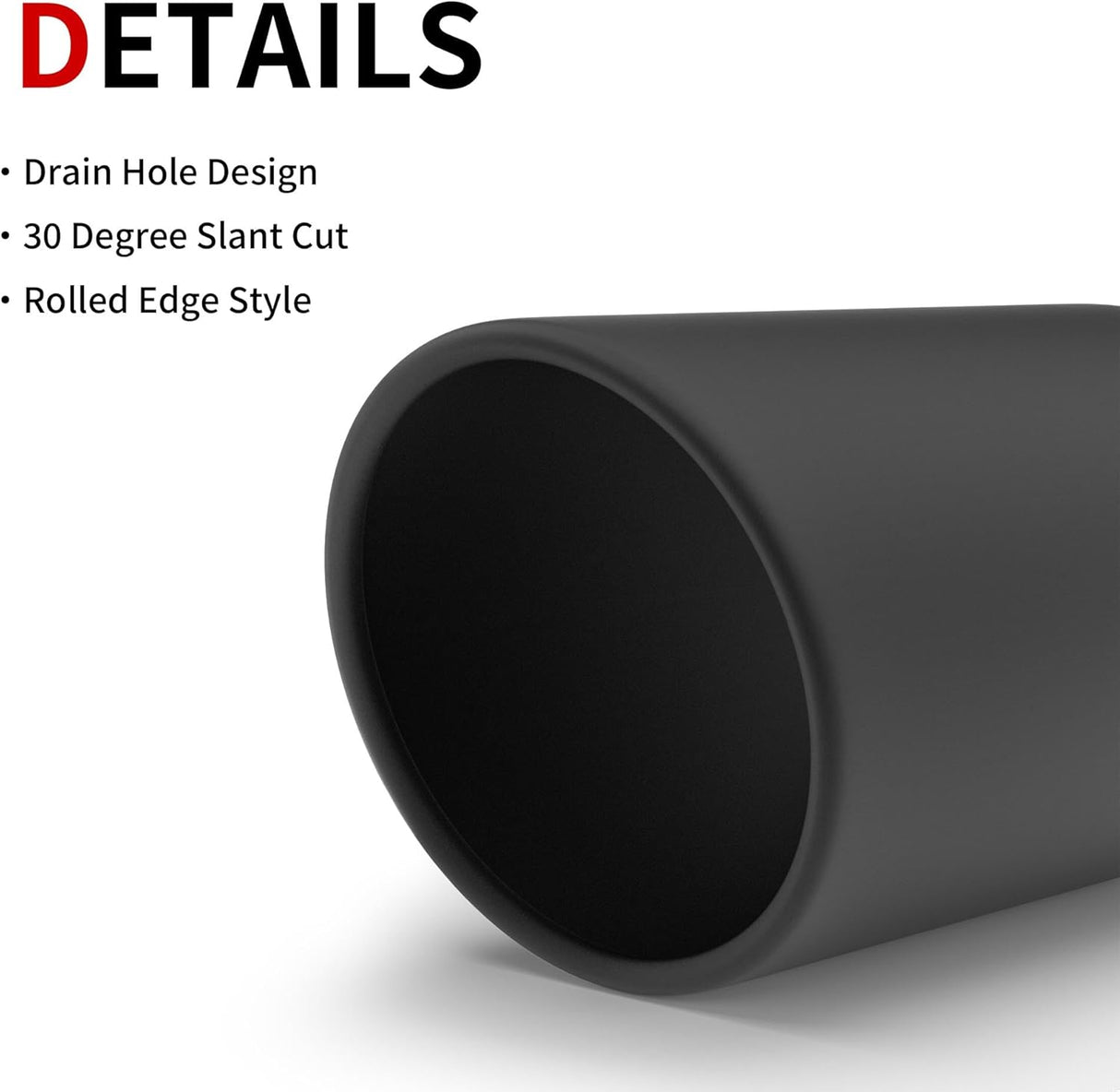 Richeer 4" Inlet to 7" Outlet Exhaust Tip, 15" Length Black Powder Coated Stainless Steel Universal for 4" O.D. Tailpipe