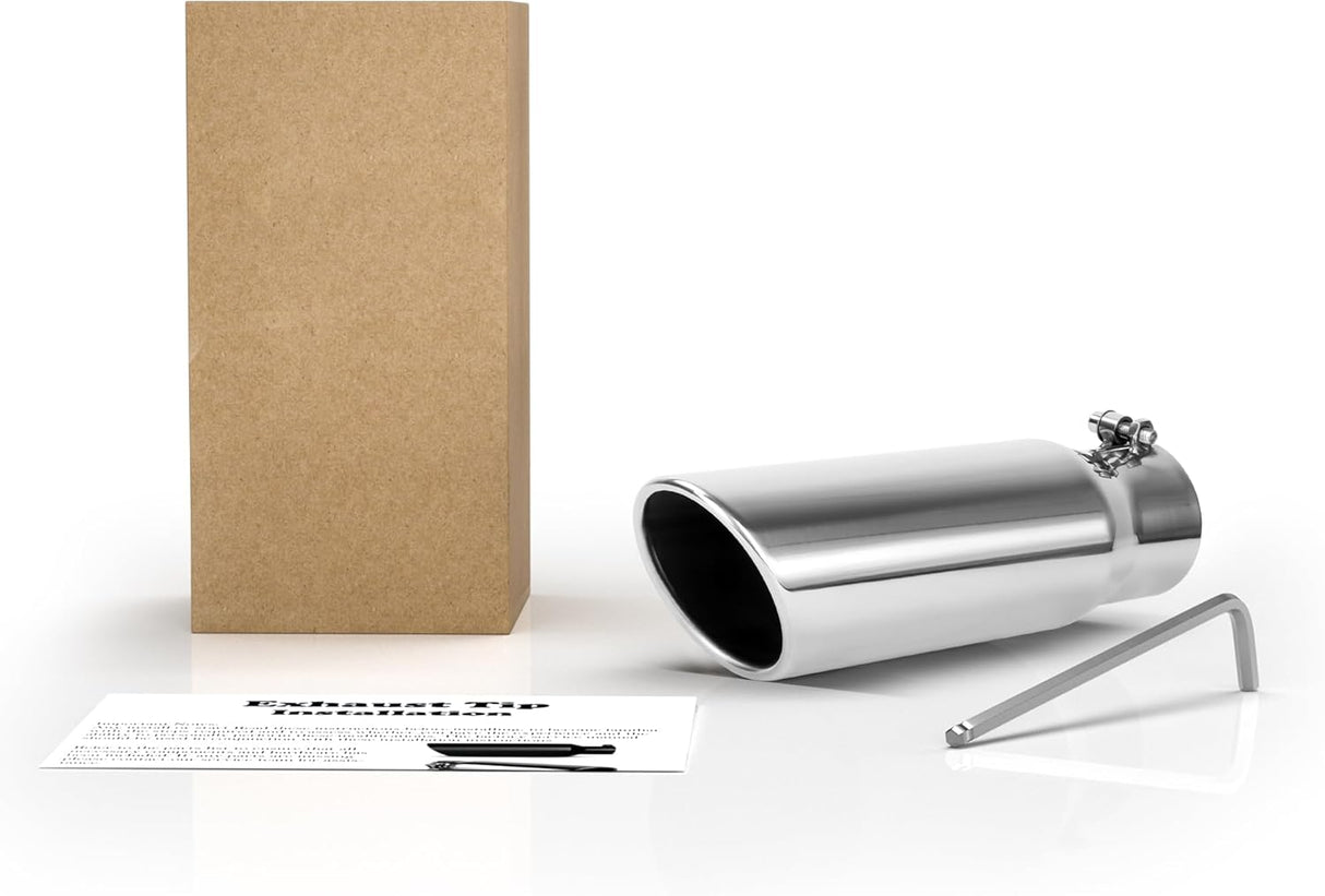 Richeer 2.75-3.5" Exhaust Tip, 2.75" Inlet 3.5” Outlet 12” Overall Length Stainless Steel Exhaust Tip