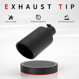 Richeer 4" Inlet Exhaust Tip 8" Outlet 15" Length, Black Powder Coated Stainless Steel