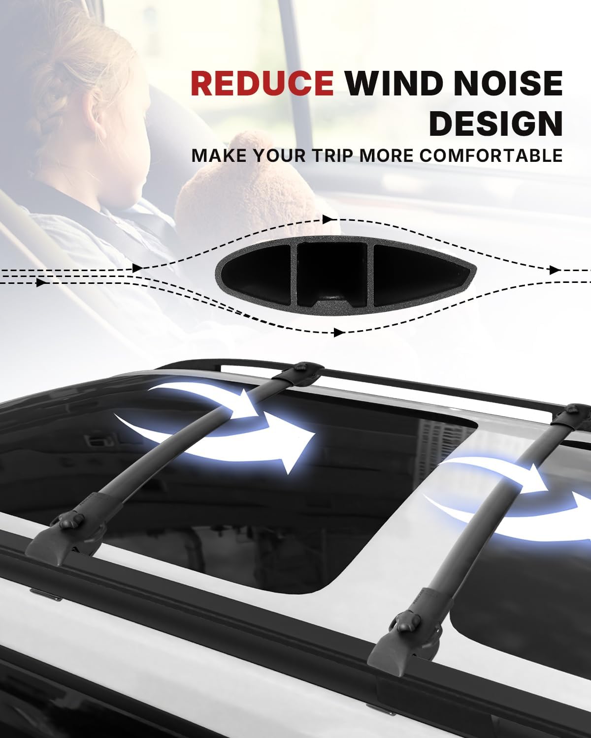 Richeer 165LBS Roof Rack Cross Bars Aluminum Cross Bar  (2011-2020 Sienna)