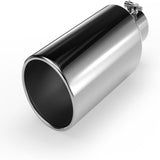 Richeer 3" Inlet to 6" Outlet Exhaust Tip, 15" Length, Polished Stainless Steel