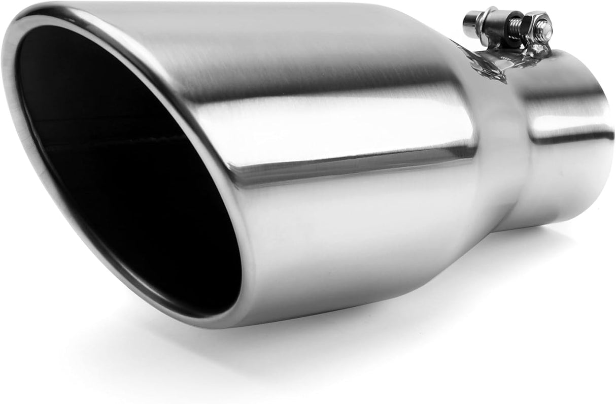 Richeer 2.5-4 inch Exhaust Tip, 2.5" Inlet 4” Outlet 9” Overall Length Stainless Steel Exhaust Tip