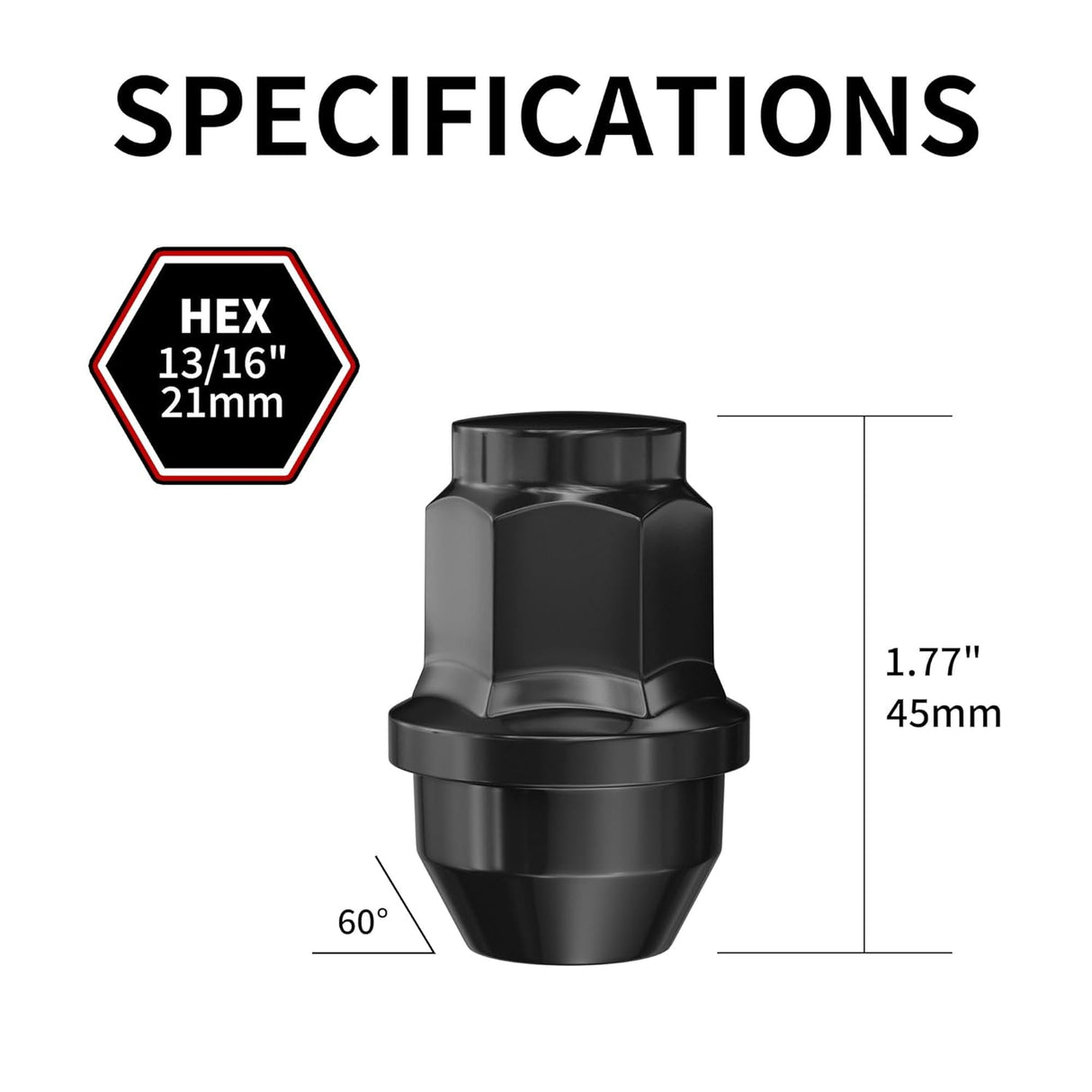 Richeer M14x1.5 Lug Nuts, 24PCS Bulge Acorn, Closed End for Trucks & SUVs - Black