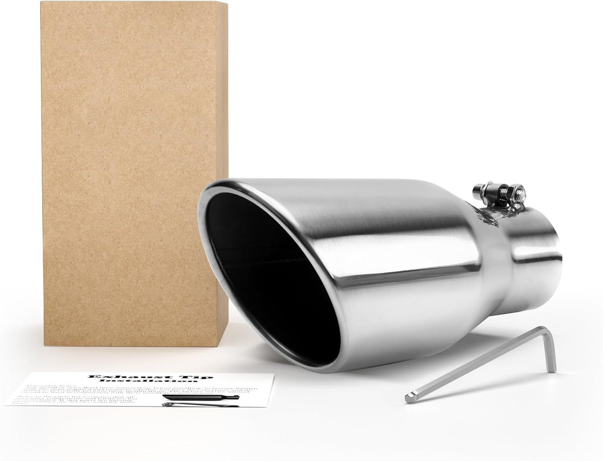 Richeer 2.5-4 inch Exhaust Tip, 2.5" Inlet 4” Outlet 9” Overall Length Stainless Steel Exhaust Tip