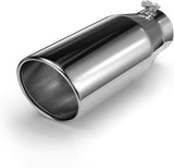 Richeer 4" Inlet x 6" outlet x 15" Overall Length Universal Stainless Steel Exhaust Tip for Truck Cars