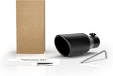 Richeer 3" Inlet Black Exhaust Tip, 5" Outlet, 12" Length, Universal for Vehicles with 3" O.D.Tailpipe, Rolled Edge, Bolt on
