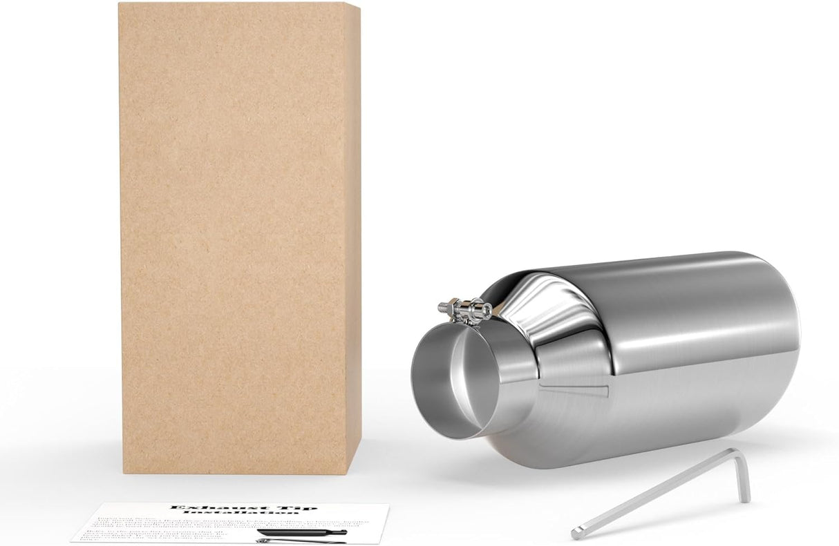 Richeer 4" Inlet to 7" Outlet Exhaust Tip 15" Length Polished Stainless Steel Universal for 4" O.D. Tailpipe