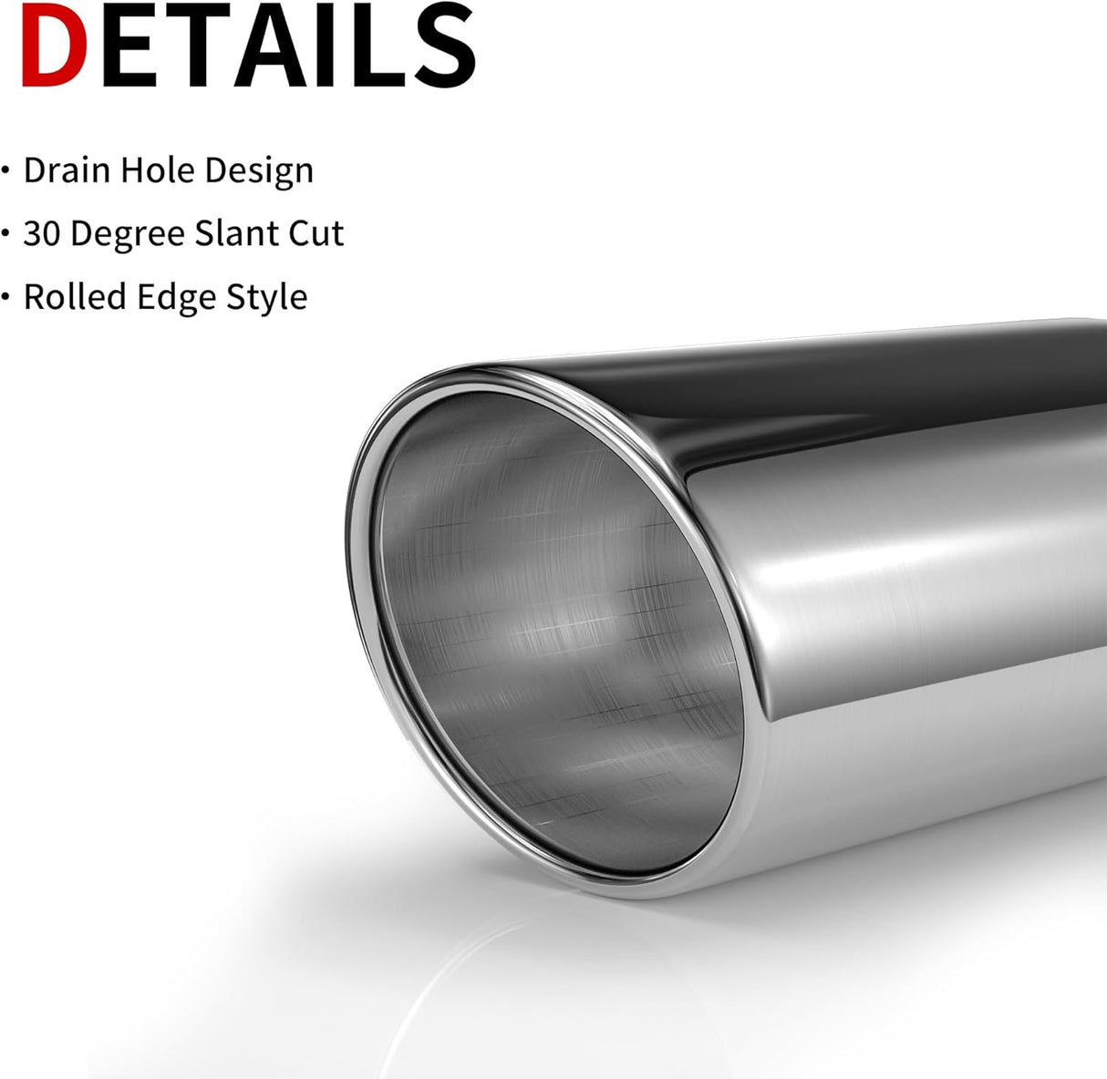 Richeer 2.5-4 inch Exhaust Tip, 2.5" Inlet 4” Outlet 9” Overall Length Stainless Steel Exhaust Tip