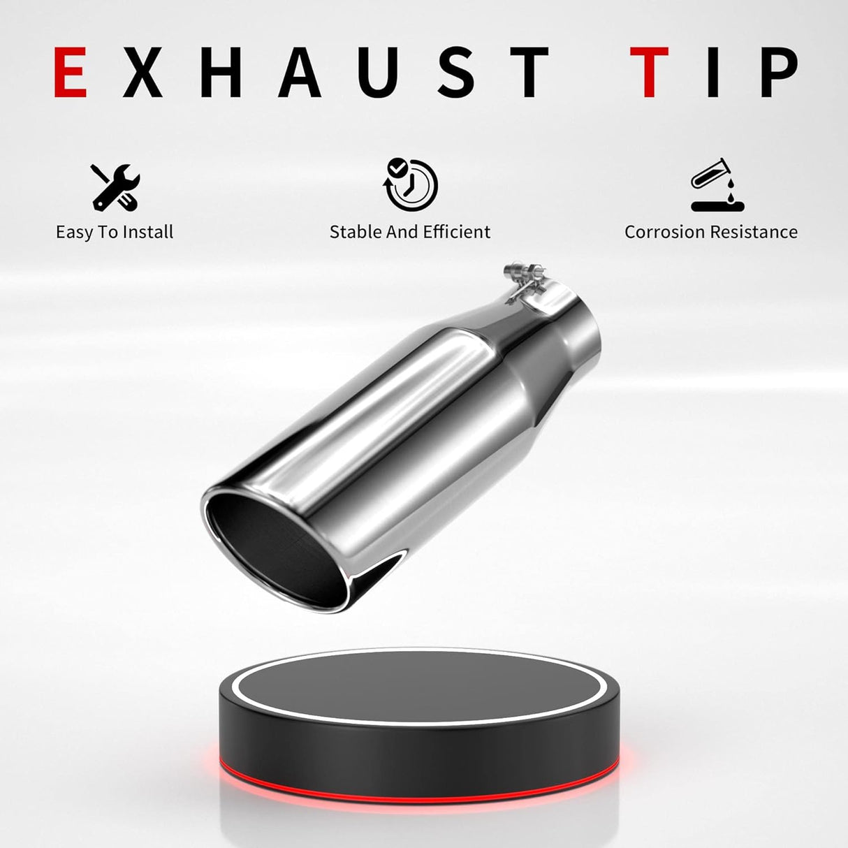 Richeer 4" Inlet x 6" outlet x 15" Overall Length Universal Stainless Steel Exhaust Tip for Truck Cars