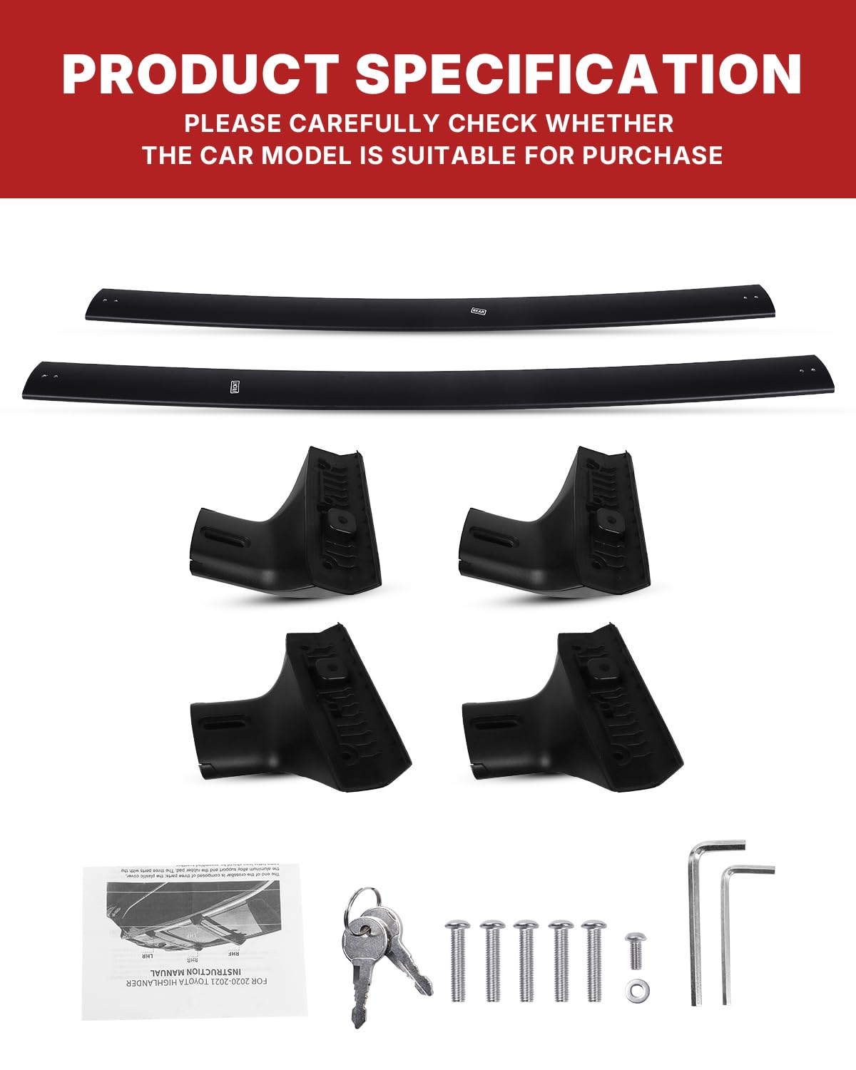 Richeer 260LBS Roof Rack Cross Bars (2020-2025 Highlander XLE XSE Limited Platinum Hybrid), Heavy Duty Aluminum Cross Bar