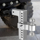 Richeer Adjustable Trailer Hitch Ball Mount, Fits 2-Inch Receiver, 10-Inch Drop/Rise Aluminum Drop Hitch, 12500LBS, 2-Inch and 2-5/16-Inch Balls Equipped with 2 latches with Locks