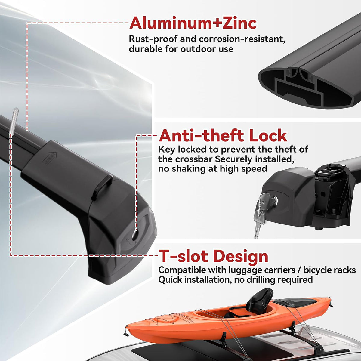 Richeer 360LBS Roof Rack Cross Bars for 2011-2022 Grand Cherokee