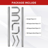 Richeer 2.5 inch O.D. Stainless Steel Exhaust Pipe Kit DIY Custom Tube（8PC）