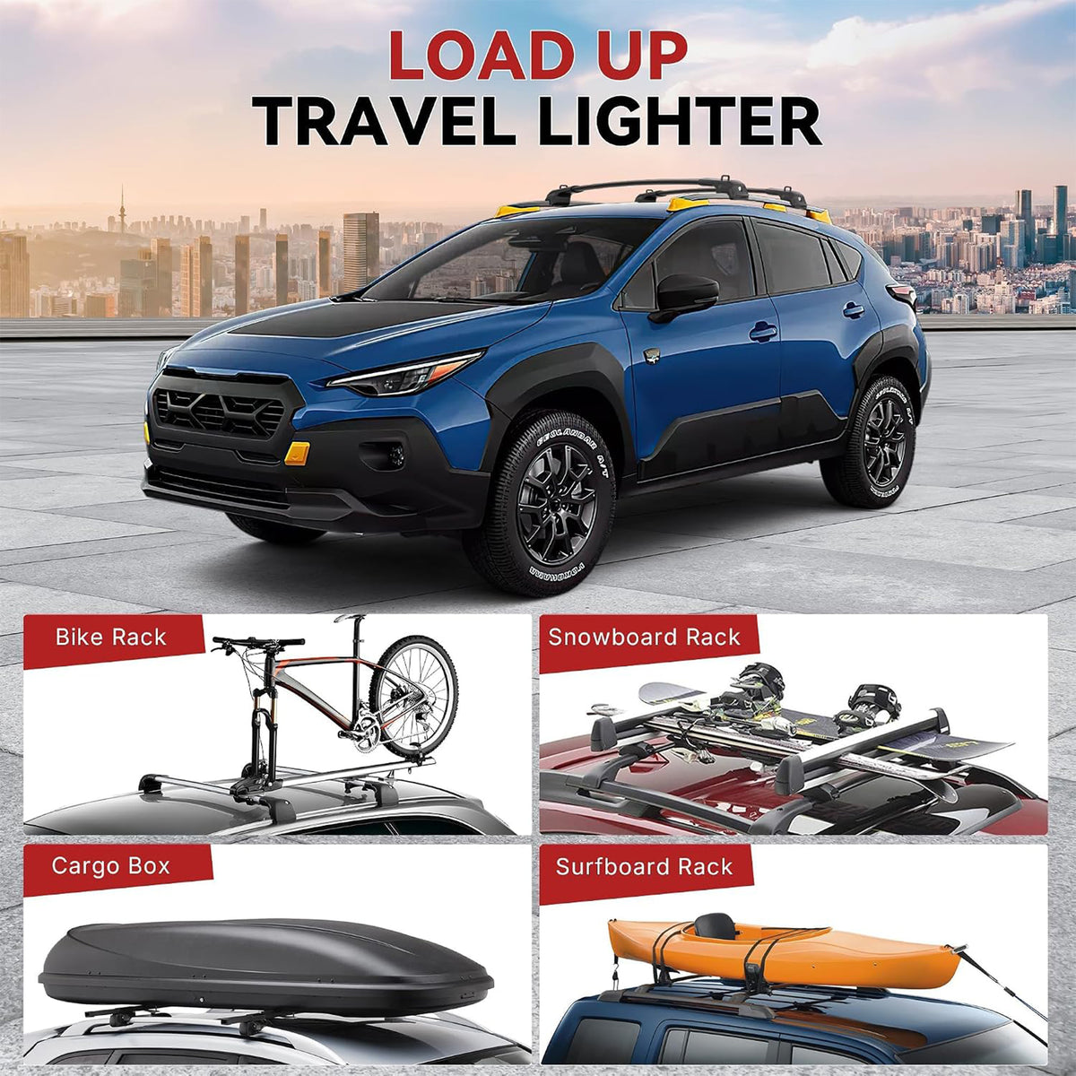 Richeer 330LBS Roof Rack Cross Bars for 2024-2026 Crosstrek Wilderness