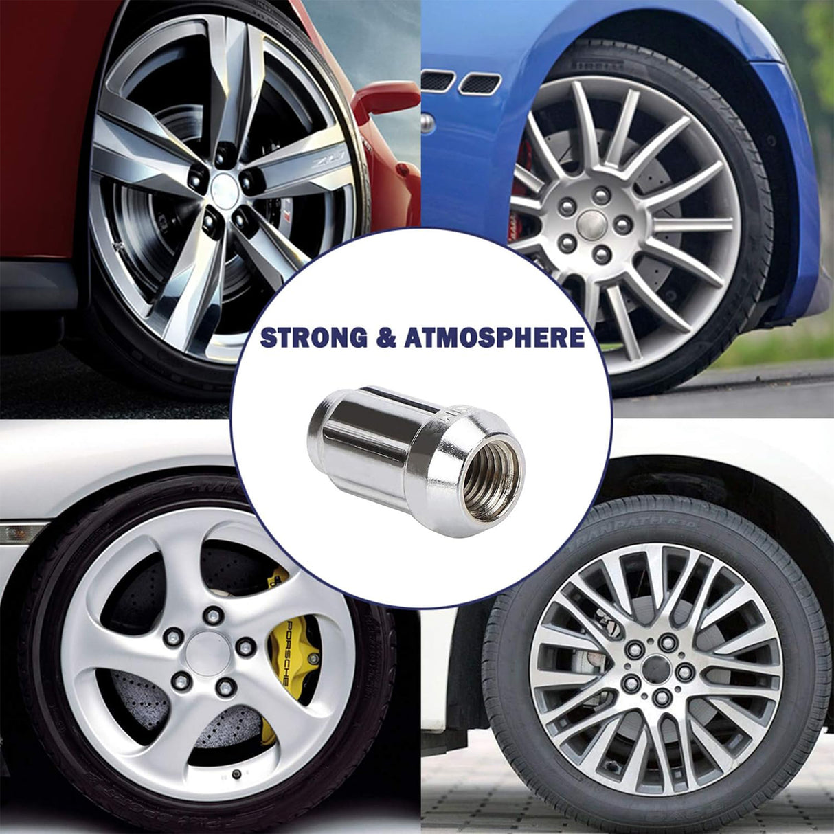 Richeer 20PCS M12x1.5 Wheel Lug Nuts, 1.38 inch Tall XL Spline Lug Nut Set Chrome Finish, 0.79" Hex, 60 Degree Conical Seat