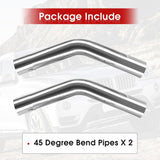 Richeer 2.5" O.D. T304 Stainless Steel Exhaust Pipe 45 Degree Elbow (2PCS)