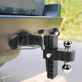 Richeer Black Adjustable Trailer Hitch, Fits 2.5" Receiver, 8" Drop/Rise Drop Hitch, 18500 LBS GTW, Tow Hitch, 2" and 2-5/16" Dual Towing Ball with Double Stainless Steel Locks
