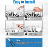 Richeer MC-Series Zinc Clip On Wheel Weights 80PCS Multi Size Assortment Kit | 4 small sizes 15pcs each,4 large sizes 5pcs each, durable iron, precise weight,tight clip,wear-resistant,reduce vibration