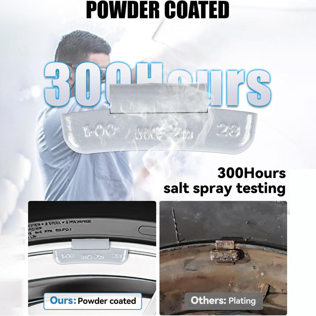Richeer MC-Series Zinc Clip On Wheel Weights 80PCS Multi Size Assortment Kit | 4 small sizes 15pcs each,4 large sizes 5pcs each, durable iron, precise weight,tight clip,wear-resistant,reduce vibration