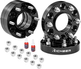 Richeer 6x5.5" Hub Centric Wheel Spacers Fits 1999+ Chevy Silverado 2023+ Colorado 1999+ GMC Sierra 2023+ Canyon-1.25" Thick Black