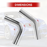 Richeer 2.5" O.D. T304 Stainless Steel DIY Custom Exhaust Tubing, Universal Fit (Set of 8)