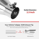 Richeer 2.5-4 inch Exhaust Tip, 2.5" Inlet 4” Outlet 9” Overall Length Stainless Steel Exhaust Tip