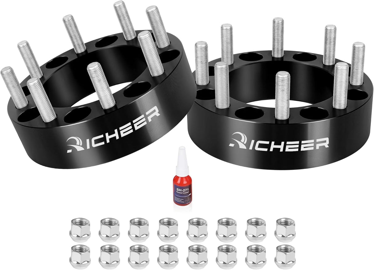 Richeer 2'' 8x6.5 Wheel Spacers  8x165.1mm with 9/16-18 Studs & 126.15mm Center Bore