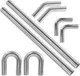 Richeer 2.5" O.D. T304 Stainless Steel DIY Custom Exhaust Tubing, Universal Fit (Set of 8)