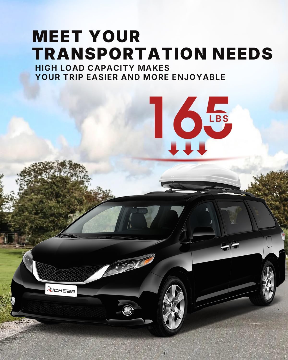 Richeer 165LBS Roof Rack Cross Bars Aluminum Cross Bar  (2011-2020 Sienna)