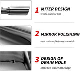 Richeer 2.5" Inlet Exhaust Tip, 2.5" Inlet 4" Outlet 12" long Stainless Steel Exhaust Tip